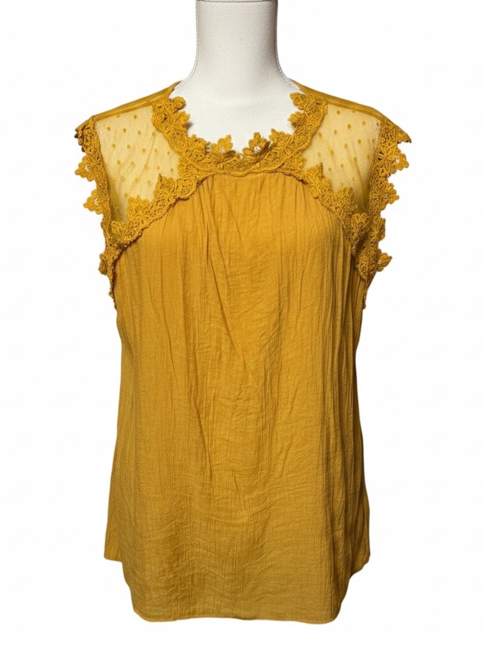 Andree Mustard Lace-Trim Sleeveless Camisole